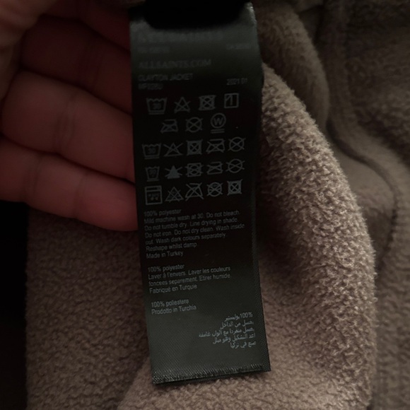 All Saints Clayton Fleece Tan Lightweight Jacket - Picture 4 of 15